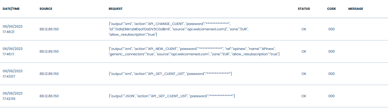 SCORM API access log