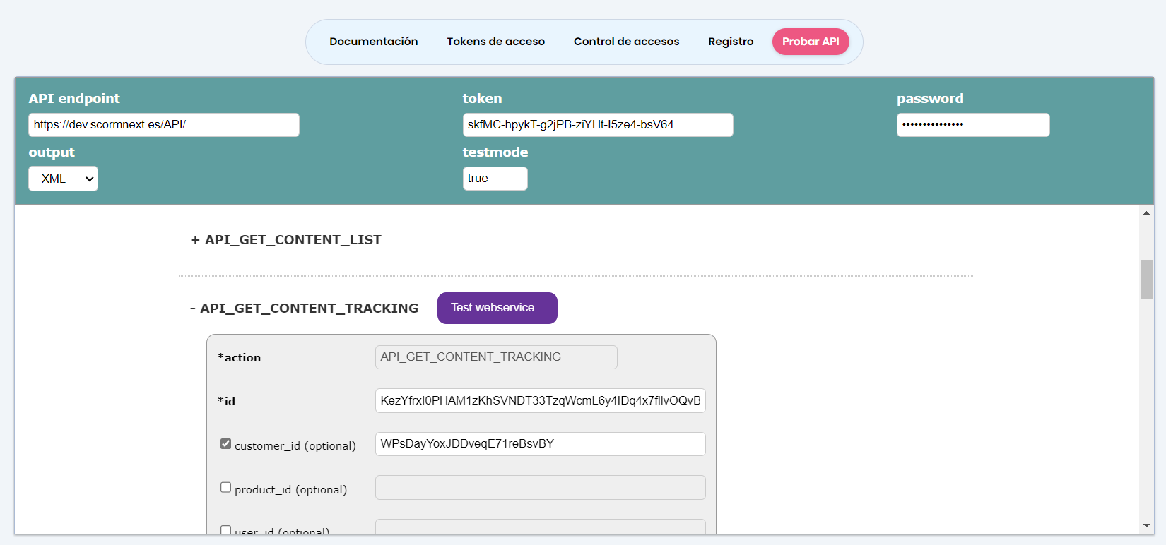 Herramienta de pruebas de la API SCORM